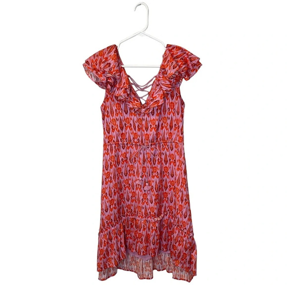 Figue Tahlia Ruffle Pink High-low Dress Size XS Flutter Sleeve - Picture 3 of 11